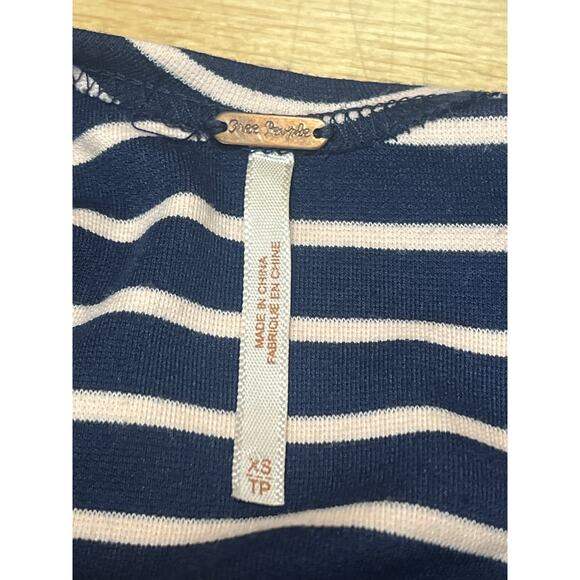 Free People Blue White Striped Embroidered Long Sleeve Fit & Flare Mini Dress XS - Picture 4 of 5